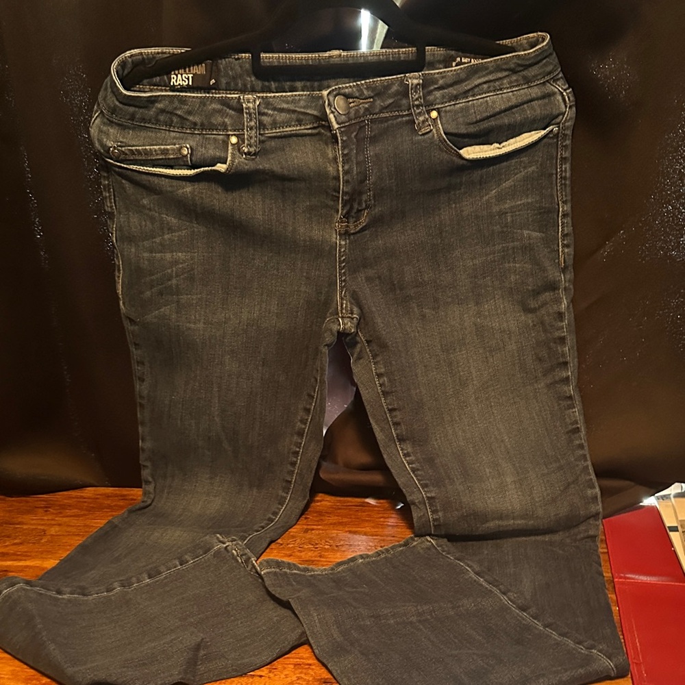 Dark Wash Denim Jeans with White Accents